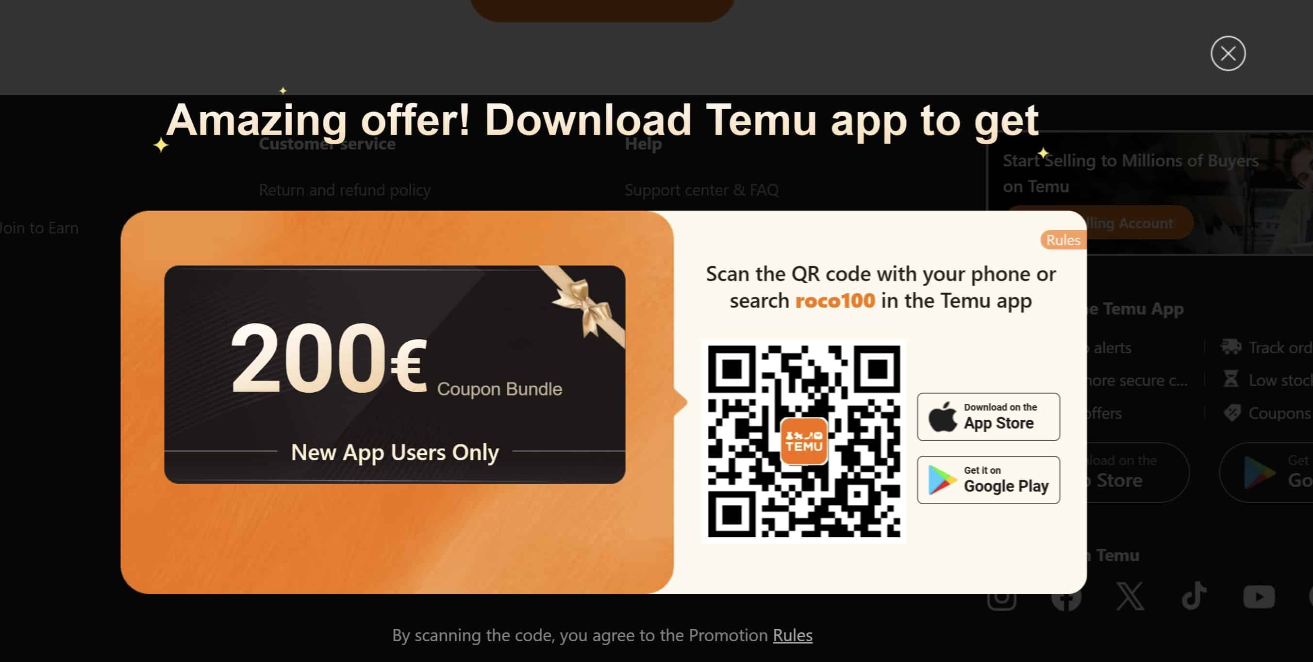 temu roco100 coupon